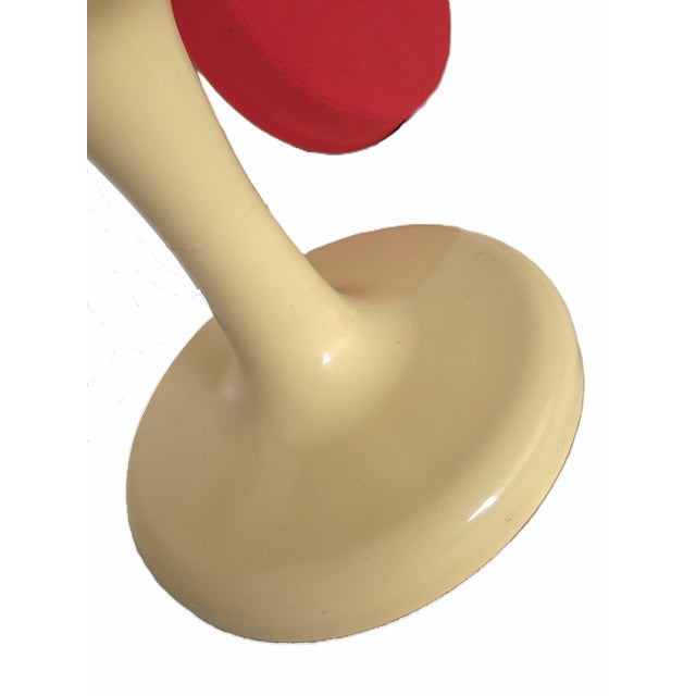Textile Iconic 1970s Space Age Tulip Stool, German Plastic Stool in Red For Sale - Image 7 of 7