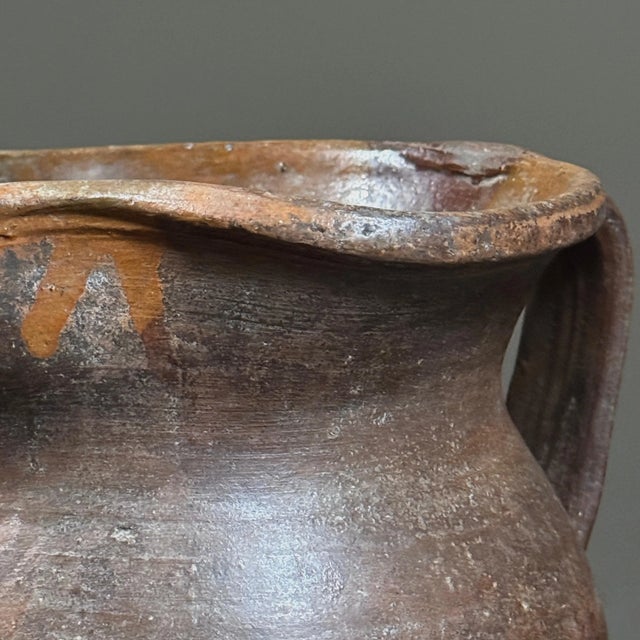 Brown Antique 19th Century Primitive Portuguese Redware Pitcher From Vidigueira For Sale - Image 8 of 10