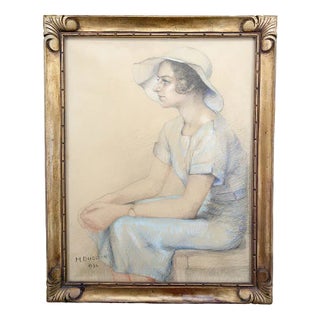 M. Ducoin, Portrait of a Young Woman, 1934, Mixed Media on Paper For Sale
