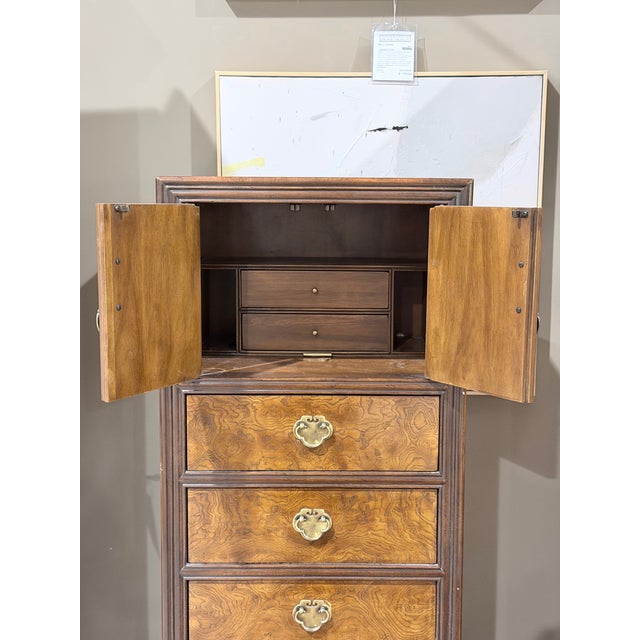 Drexel Heritage Late 20th Century Drexel Heritage Burlwood Chinoiserie Lingerie Chest For Sale - Image 4 of 10