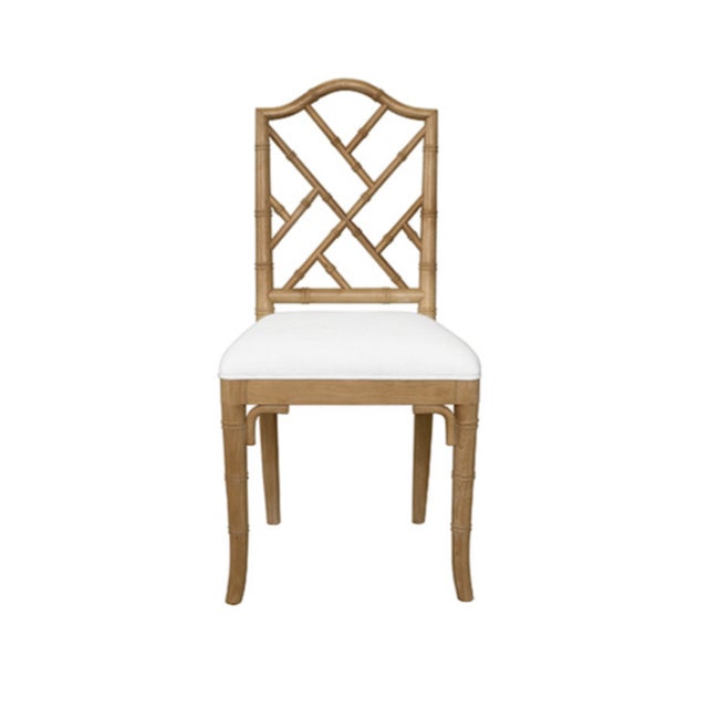 Tan Matthew Izzo Home Fairfield Cerused Oak Bamboo Profile Dining Chair With Linen Upholstered Seat For Sale - Image 8 of 8