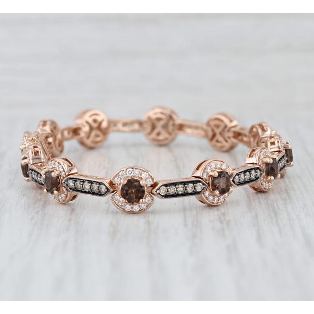 Le Vian 4.07ctw Champagne Diamond Quartz Links Bracelet 14k Rose Gold 6.75" 8mm For Sale In Greensboro - Image 6 of 10