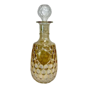 1920s Antique Hollywood Regency Honeycomb Glass Decanter.