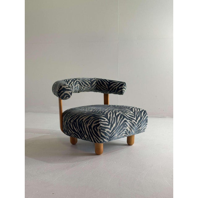 Large Pine Chair in Royal Blue Fabric For Sale - Image 9 of 9