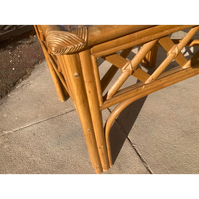 Ficks Reed Ficks Reed Natural Rattan Lattice Pattern Side Table For Sale - Image 4 of 11