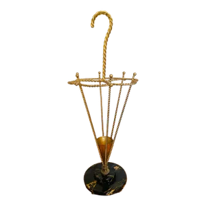 1950s Vintage Italian Rope Metal Gold Gilt Umbrella Form Umbrella Stand