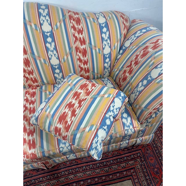 Baker Furniture Company A Vintage Camel Back Sofa by Baker Furniture in Southwest Print For Sale - Image 4 of 9