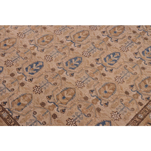 Boho Chic Ziegler Beige Tan Hand-Knotted Wool Rug - 9'2'' X 11'11'' For Sale In New York - Image 6 of 8