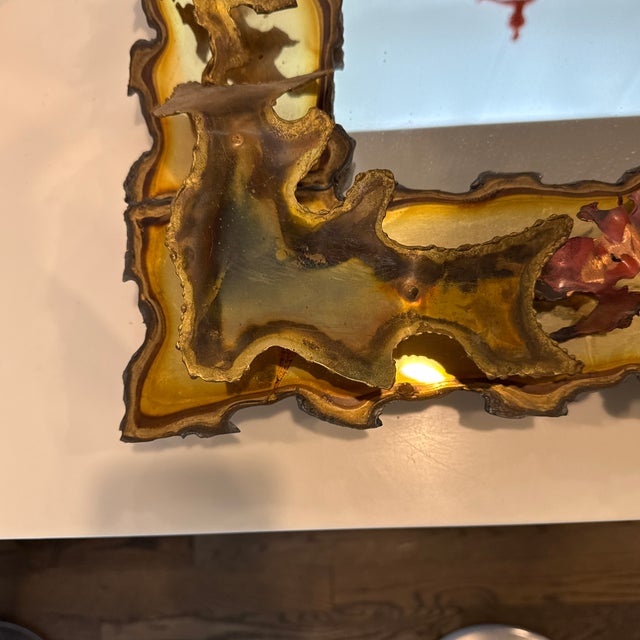 Brutalist Vintage Brutalist Style Metal Mirror Attributed to Silas Seandel For Sale - Image 3 of 10