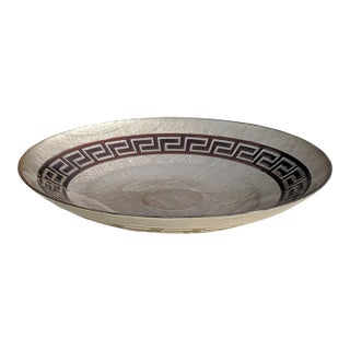 Hollywood Regency Neoclassical Greek Key Decorative Glass Centerpiece Bowl For Sale