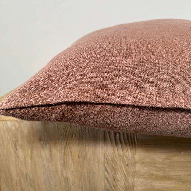 Traditional Belgian Linen Pillow Cover in Cinnamon For Sale - Image 3 of 5