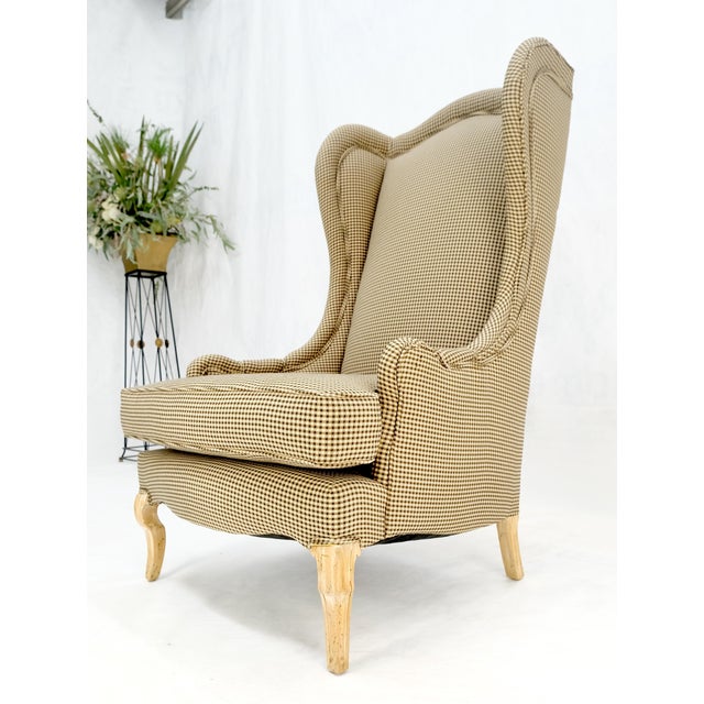 Wood Tall Back French Provincial Cabriole Legs White Wash Finish Legs Wing ArmChair For Sale - Image 7 of 8