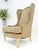 Wood Tall Back French Provincial Cabriole Legs White Wash Finish Legs Wing ArmChair For Sale - Image 7 of 8