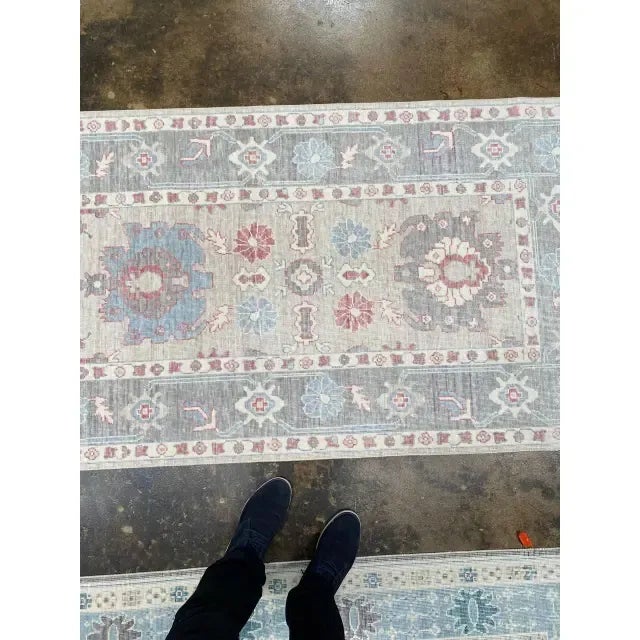 Traditional 2020s Turkish Oushak Area Runner Rug 3'3" X 10'6" For Sale - Image 3 of 13