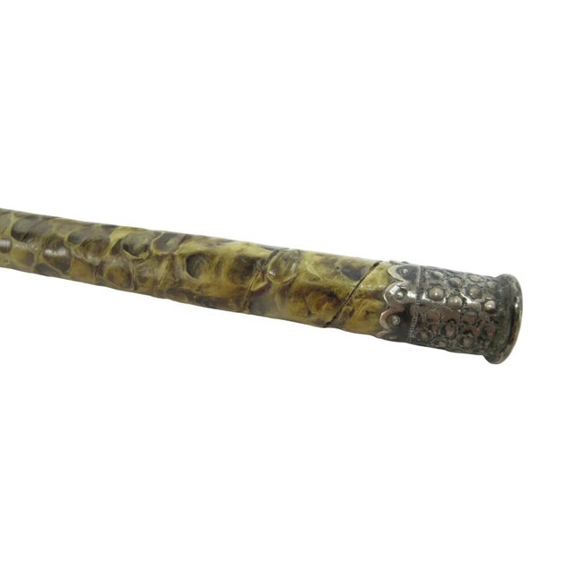 Natural Horn & Snakeskin Antique Walking Stick Gadget Cane With Hidden Corkscrew For Sale - Image 9 of 11