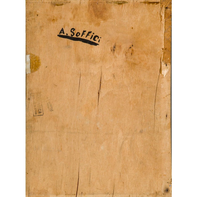 Mid-Century Modern Ardengo Soffici, Italian Landscape, 1940s, Oil on Walnut For Sale - Image 3 of 9