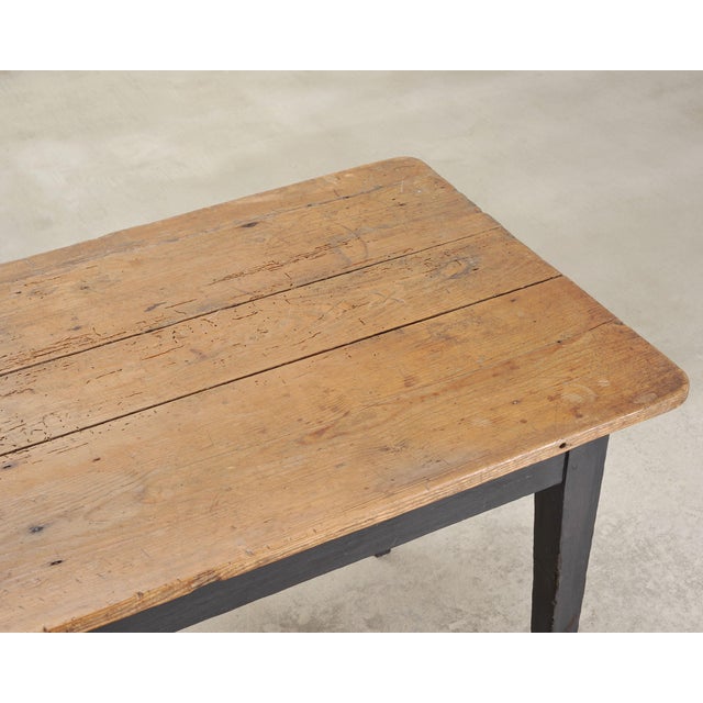 Slate Gray Rustic Country French Provincial Pine Farmhouse Dining Table For Sale - Image 8 of 18