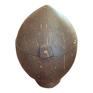 Antique Victorian Handcrafted Coconut Shell Box For Sale