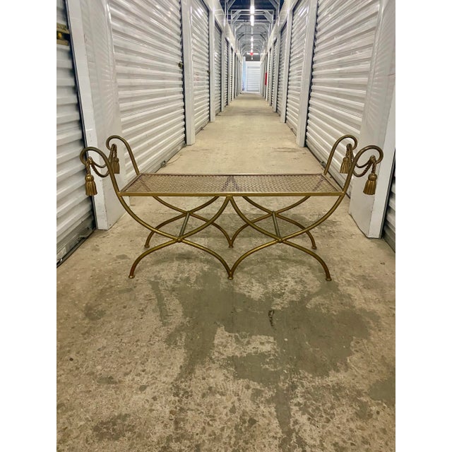 1970s Rope Gilt Metal and Teasel Bench . For Sale - Image 12 of 12