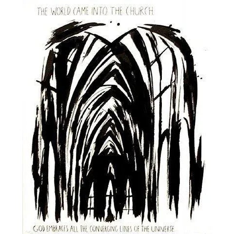 Raymond Pettibon the World Came Into the Church, 1990 Silkscreen Print For Sale