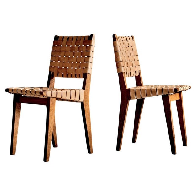 Oak Chairs with Leather Webbing by Jens Risom for Knoll, France, 1950s, Set of 2 For Sale - Image 15 of 15