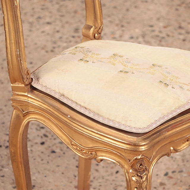 Pair of Giltwood and Carved French Louis XV Style Side Chairs. Circa 1900 For Sale - Image 12 of 13