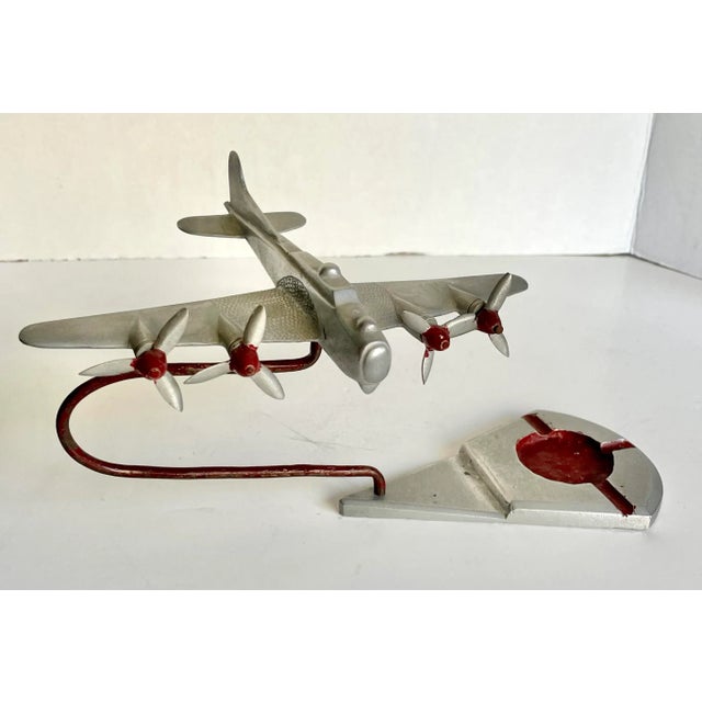 Metal Early 20th Century Art Deco Pewter Airplane Ashtray For Sale - Image 7 of 9