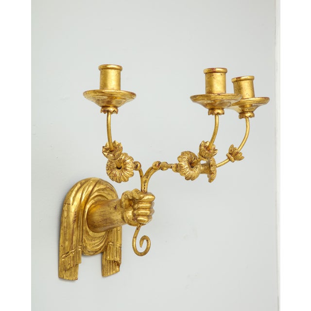 Bespoke Giltwood Hand-Carved Sconces - Pair For Sale - Image 4 of 8