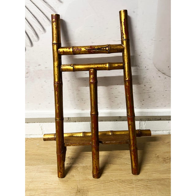 1980s Faux Bamboo Large Gilt Wood Easel For Sale - Image 5 of 6
