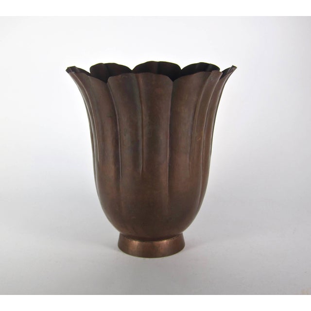 American Marie Zimmermann Arts and Crafts Fluted Floriform Vase For Sale - Image 3 of 9
