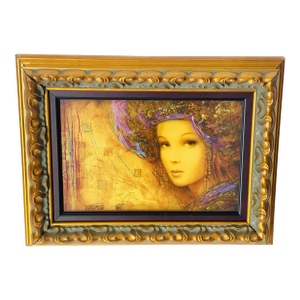 1960s Akropolis Damalia Colored Chromolithograph Portrait in Gold Frame
