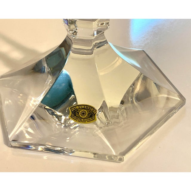 Val Saint-Lambert Val St Lambert Crystal Candlesticks, Consulat Bonapart Pattern, Pair For Sale - Image 4 of 6