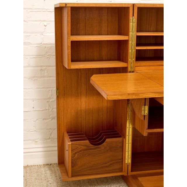 Mid-Century Modern Vintage Danish Modern Teak Transformer Desk Cabinet For Sale - Image 3 of 12