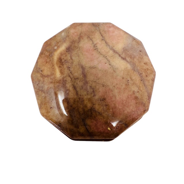 Vintage Hand Carved Alabaster Decagon Shape Jewelry Catchall Made in Italy For Sale In Tampa - Image 6 of 8