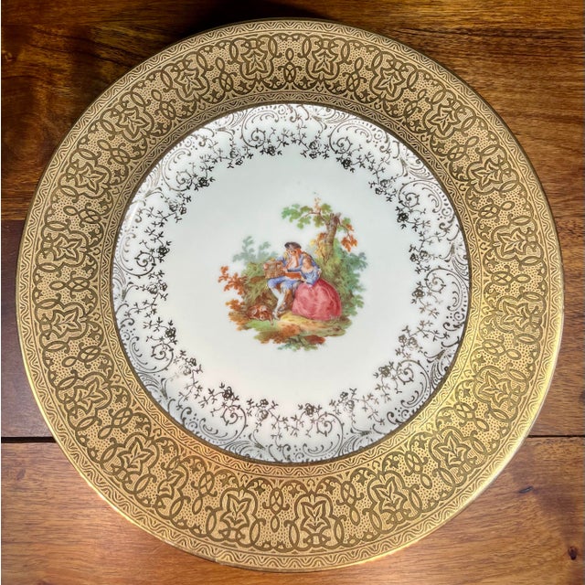 Victorian Mid 20th Century Royal Crown China 22k Gold Leaf Porcelain Plates - Set of 4 For Sale - Image 3 of 9