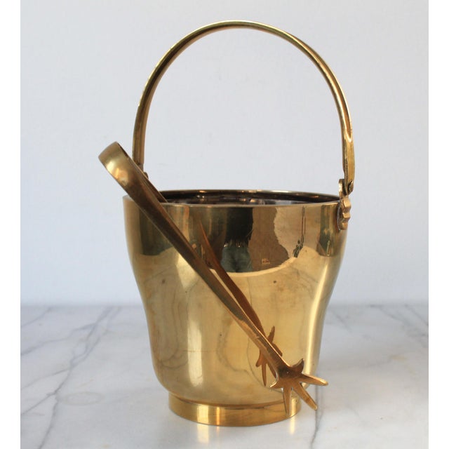 Vintage Brass Ice Bucket With Bird Claw Tongs For Sale - Image 12 of 14
