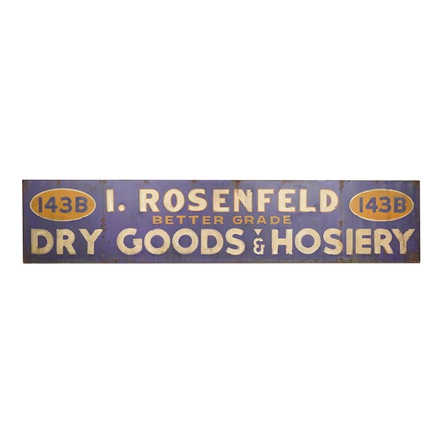Newly Made Reclaimed Dry Goods & Hosiery Aluminum Movie Prop Sign For Sale