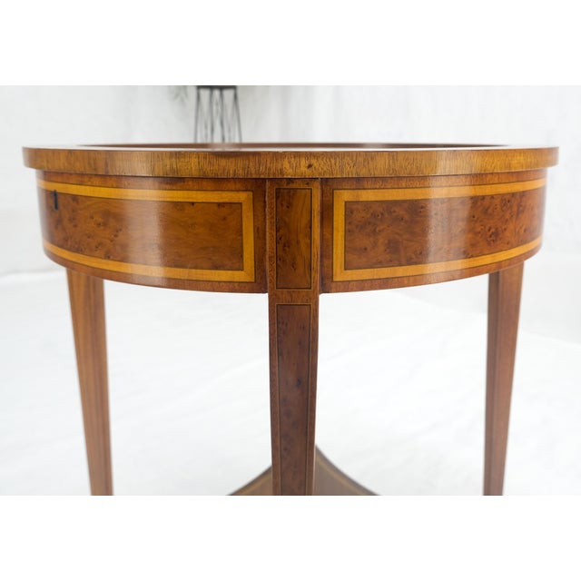 Very Fine Round Glass Top Showcase Inlaid Burl Lamp Table Stand Maitland-Smith For Sale - Image 9 of 12