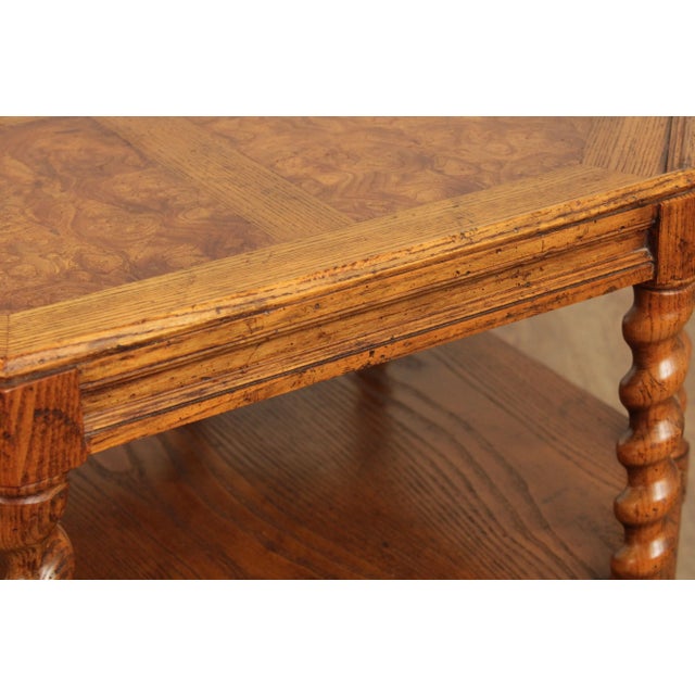 Wood 1980s Baker Furniture Jacobean Style Oak Three-Tier Open Low Bookshelf For Sale - Image 7 of 13