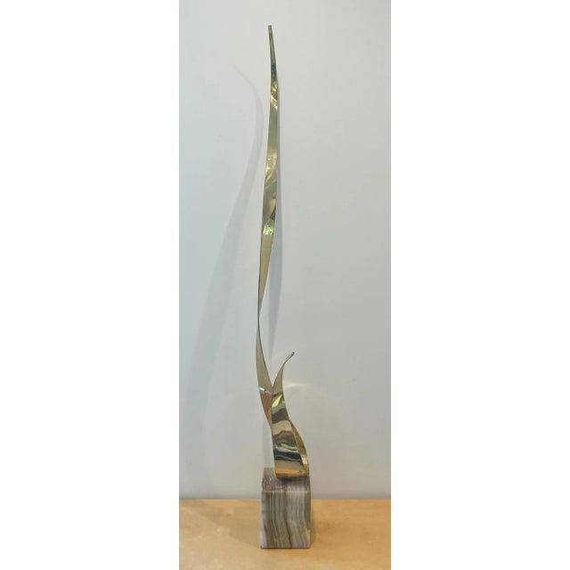 Curtis Jere 1980s Brass & Onyx Sculpture For Sale - Image 4 of 8