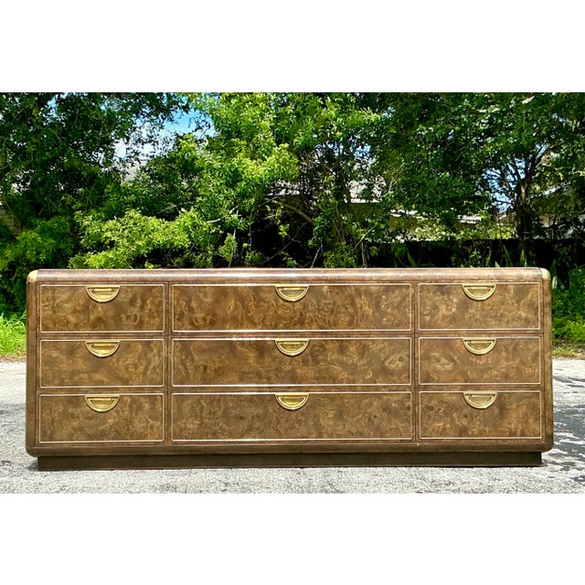 Mid 20th Century Vintage Boho Burl Wood Dresser After Mastercraft ...