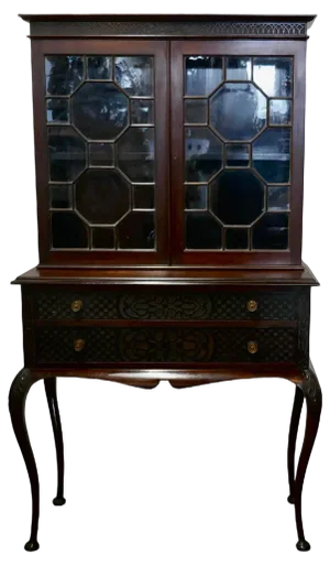 Chinese Chippendale Astral Glazed Display Cabinet, 1860s