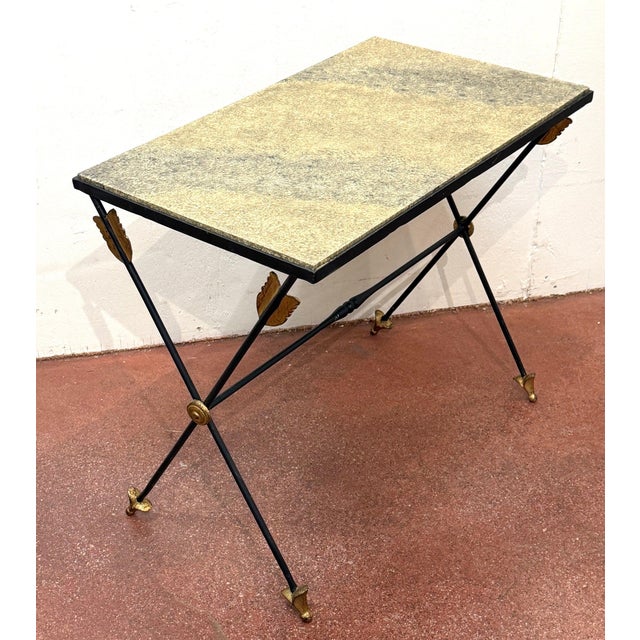 Maison Jansen Style Gilt-Iron Arrow Motif Side Table, France, 1970s Maison Jansen style French Neoclassical wrought and...