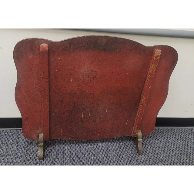 Antique Hand Raised Painted Fireplace Screen, Circa 1920 For Sale - Image 9 of 10