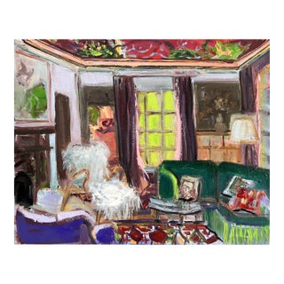 Painting of Interior Shann Spishak Studio "Velvet for the Taking" Original Oil For Sale