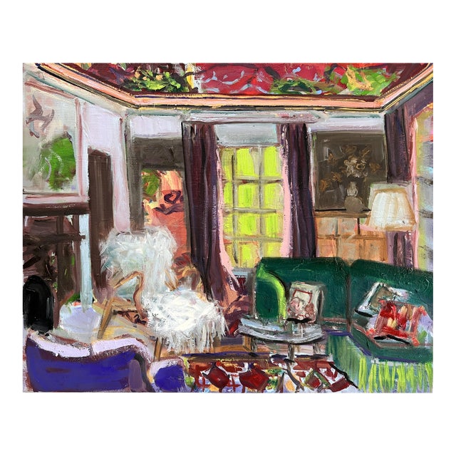 Painting of Interior Shann Spishak Studio "Velvet for the Taking" Original Oil For Sale