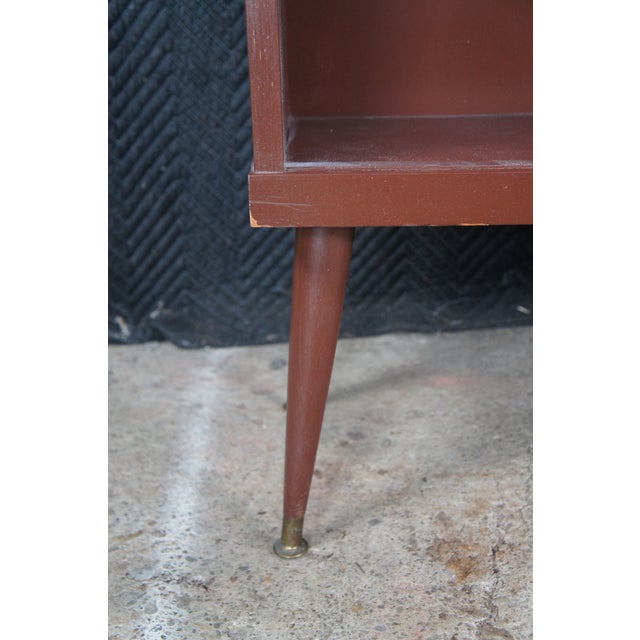 Brown Mid Century Modern Bookcase Curio Display Cabinet W Sliding Glass Doors MCM For Sale - Image 8 of 9