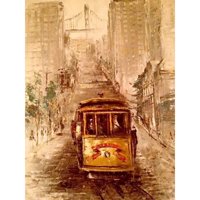 Parker Oil on Canvas Mid Century Modern Haight Asbury Summer of Love San Francisco Oil on Canvas Street Scene Signed, Framed For Sale - Image 9 of 12