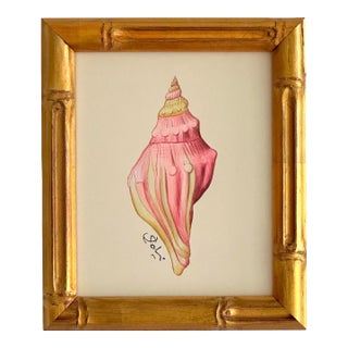 Original Hand-Painted Seashell Painting, Framed For Sale