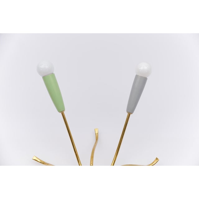 Mid-Century Modern Brass 6-Armed Sputnik Lamp, 1950s For Sale - Image 4 of 18